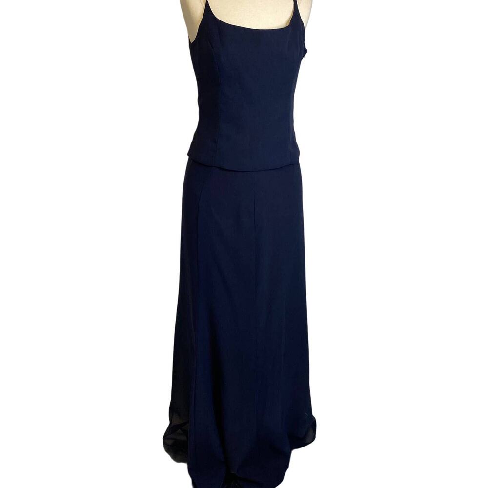 After Six Formal 2 Piece Lined Blue Skirt and drape neck top size 10